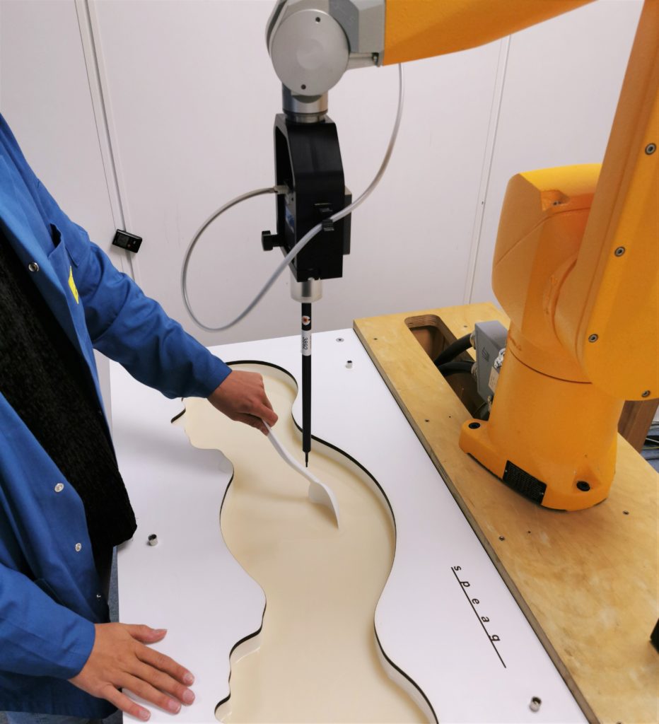 employee mixing tissue simulating liquid to be able to measure the mobile SAR value 