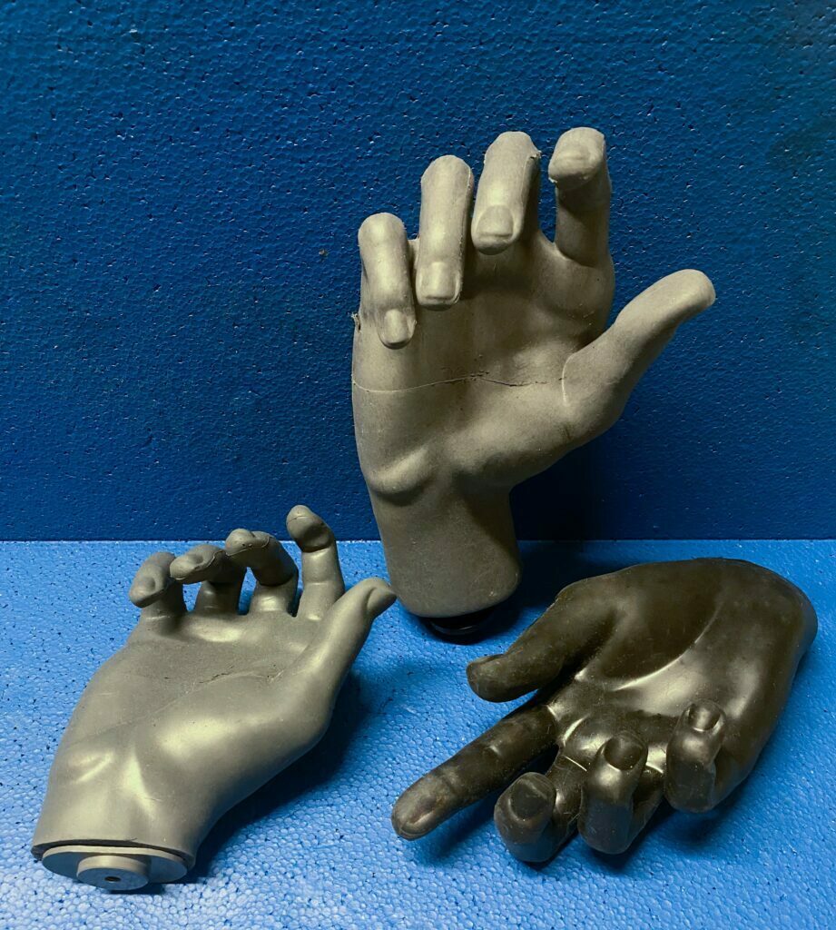 Test phantom hands used in the Over-the-Air, OTA testing process
